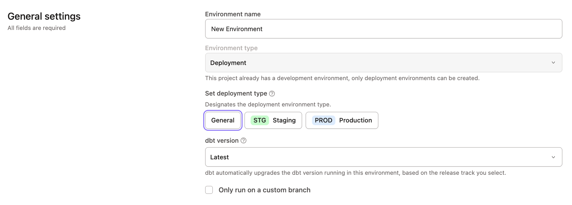 Navigate to Deploy -> Environments to create a deployment environment Navigate to Deploy -> Environments to create a deployment environment