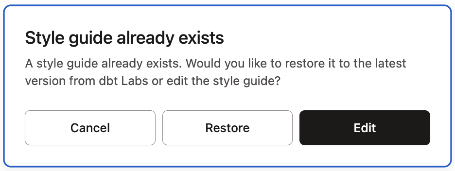 Styleguide exists Styleguide exists